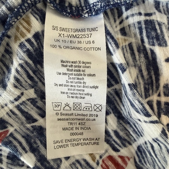 Seasalt Cornwall Women's Short Sleeve Floral Cotton Maternity Tunic in Blue 6 - Picture 6 of 7